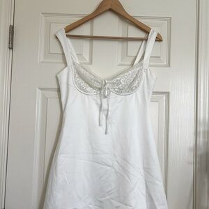 White Lace Short Dress